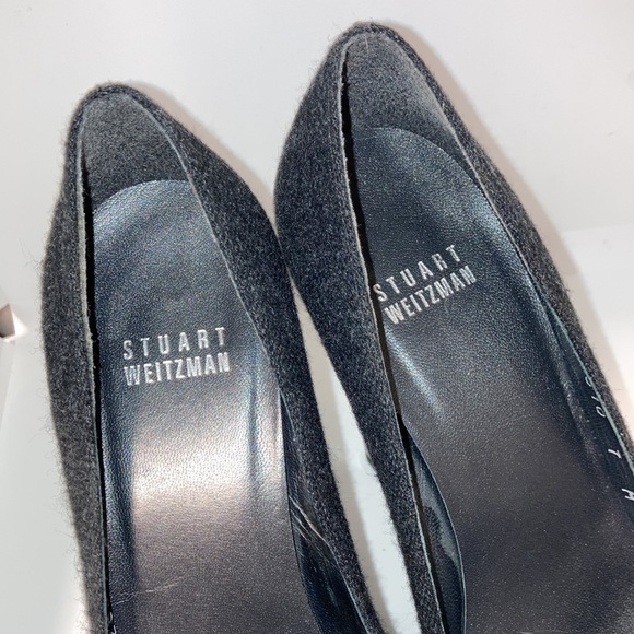 Stuart Weitzman Black Grey Tweed Peep Toe Stiletto Pumps Heels SIZE 7 Platform - Picture 8 of 10